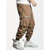 Men Drawstring Elastic Waist Multi Pocket Cargo Pants Ankle Cuffed Jogger Casual Street Trousers