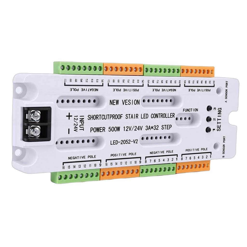 LED-Treppenlicht-Controller Bewegungssensor 32-Kanal Körpererkennung Stufenlicht-Controller mit Kurzschlussschutz
