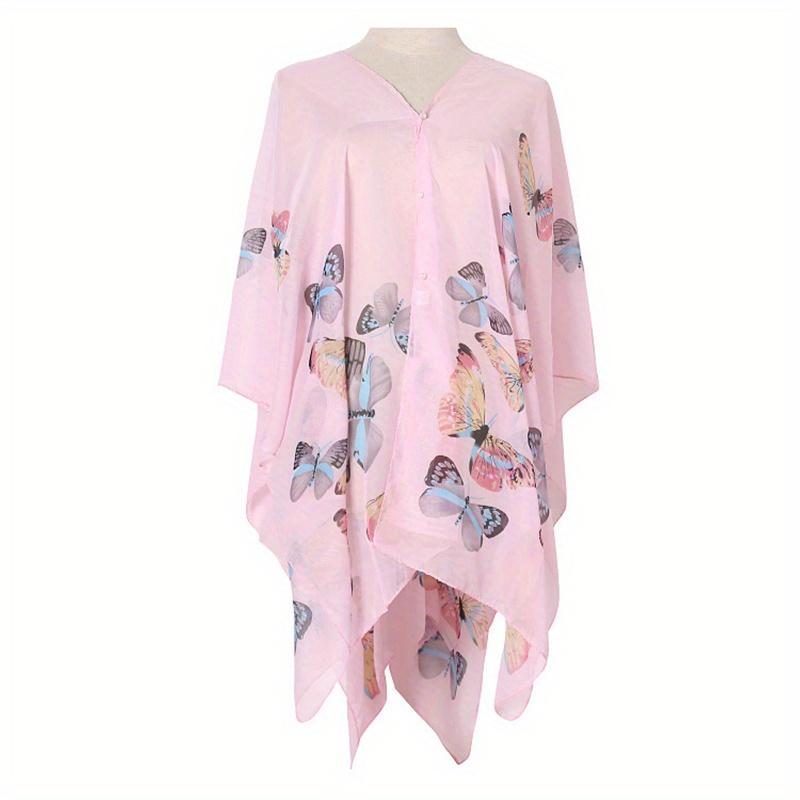 Shawls Summer Beach Sexy Women Fashion Print Chiffon Smock Bikini Cover Up Loose Blouse Sunscreen Comfortable Poncho Hot