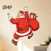 Self Adhesive Wall Mural Christmas Sticker, Self?Adhesive Climbing Santa Claus Decals, Funny Seasonal Home Decoration Holiday Decor for Living Room