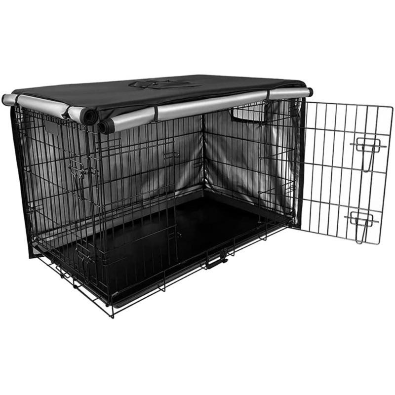 Copertura Antipioggia per Gabbia da Cane Copertura per Gabbia Metallica per Animali Domestici con Chiusura Aperta Tessuto Oxford Copertura Impermeabile per Gabbia da Viaggio per Cani