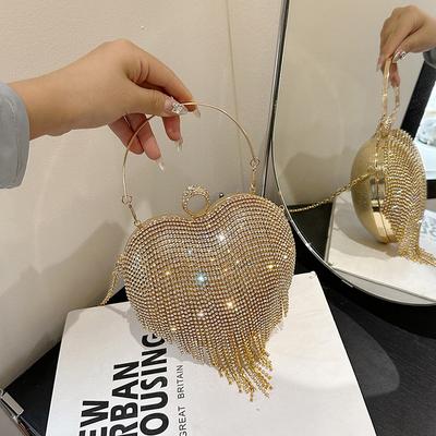 Ladies Bags2024 European and American Jackhammer Rhinestone Love Bag Feeling Tassel Dinner Bag Celebrity Dress Bag