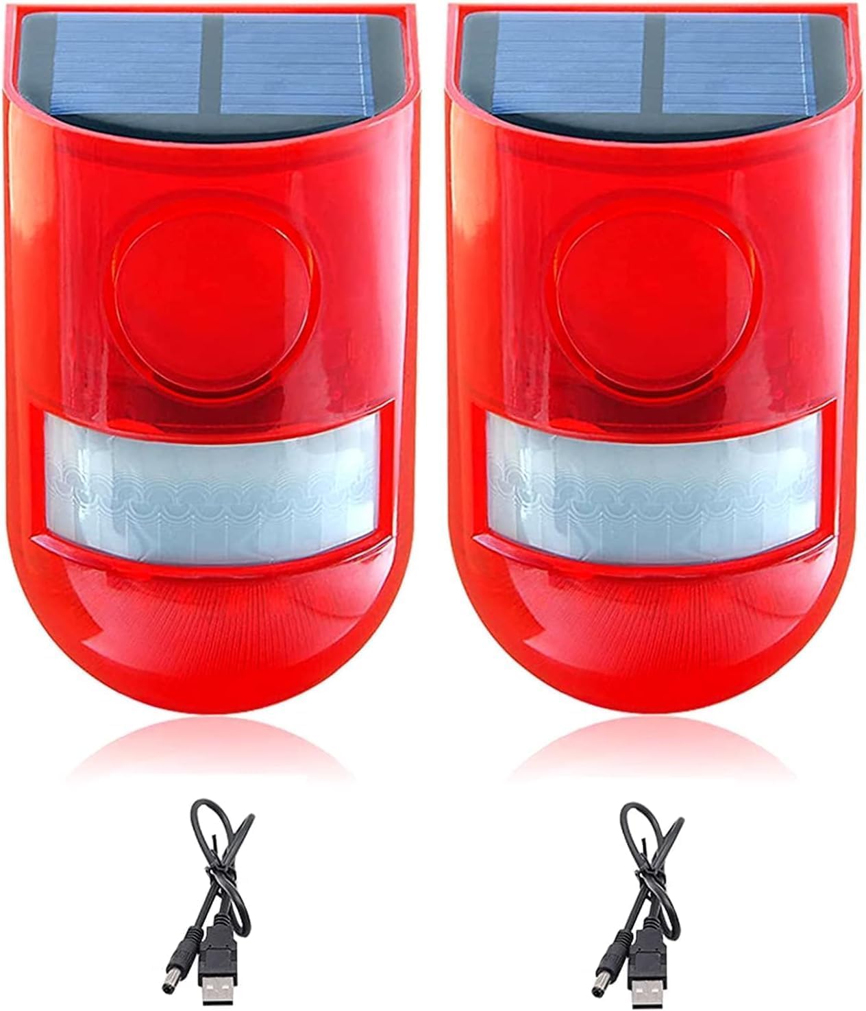 

SCOCCA Солнечный сигнальный фонарь 2 шт. Наружный, на солнечной зарядке, с датчиком движения, сигнализация, автоматический свет с датчиком движения, звук сирены 110 дБ, палубный свет, тревожный стробоскоп, красный