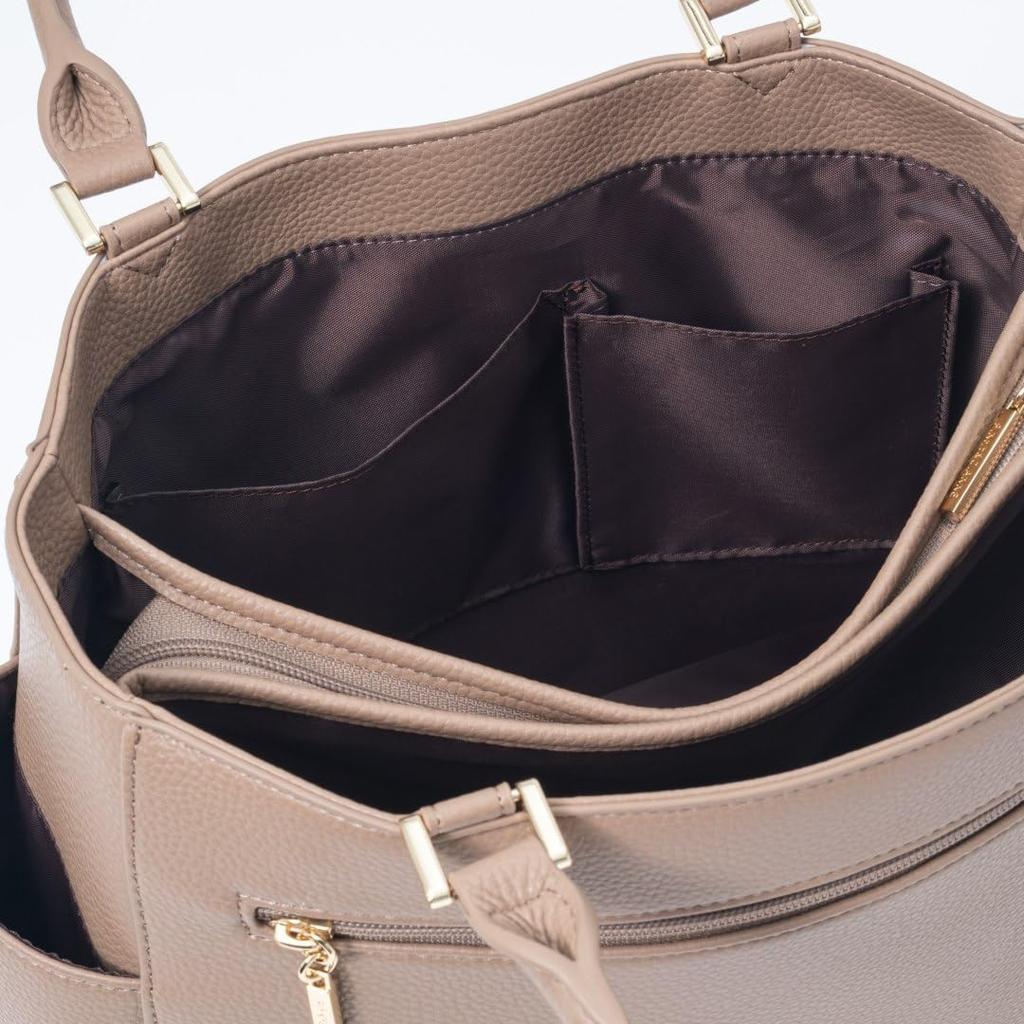 Tote Bag Brand A4 Size Lightweight Soft Shrink Synthetic Leather Shoulder Bag with Logo Brooch PDLHJBH1 [Pinky & Dianne] "Lock" Women's "&"
