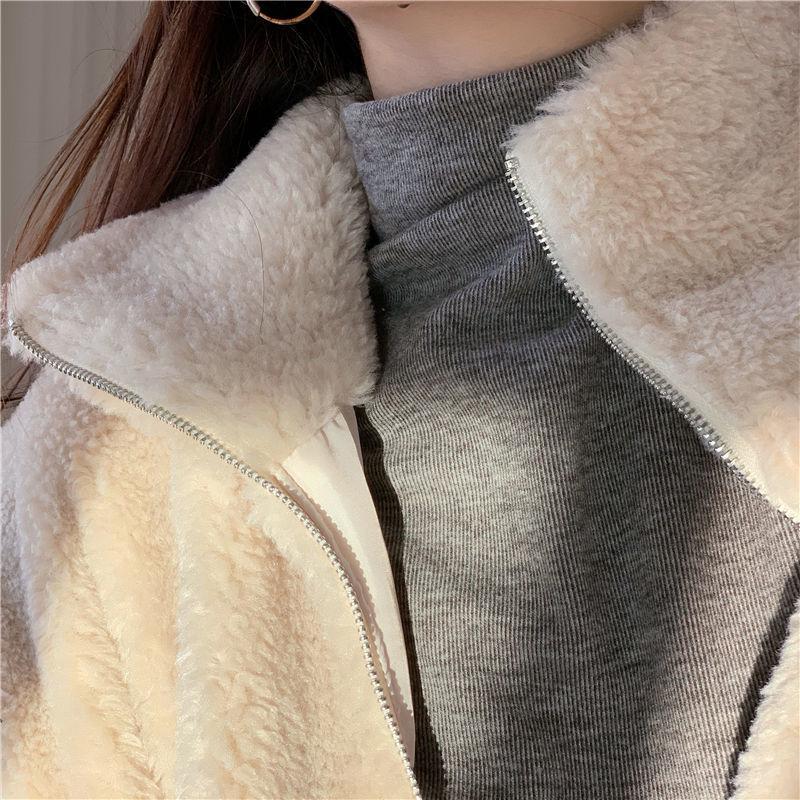 Women's Fleece-Lined Slim-Fit Long Sleeve Base Layer Top - Warm, Half-High Neck, Solid Color, Versatile, Autumn/Winter Style.