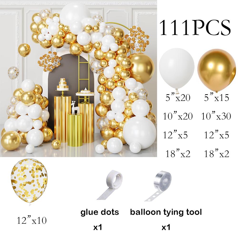 

Wedding Anniversary Decor Balloons Garland White Gold Confetti Balloon Arch Kit Bride Shower Birthday Party Decoration Globos As Picture