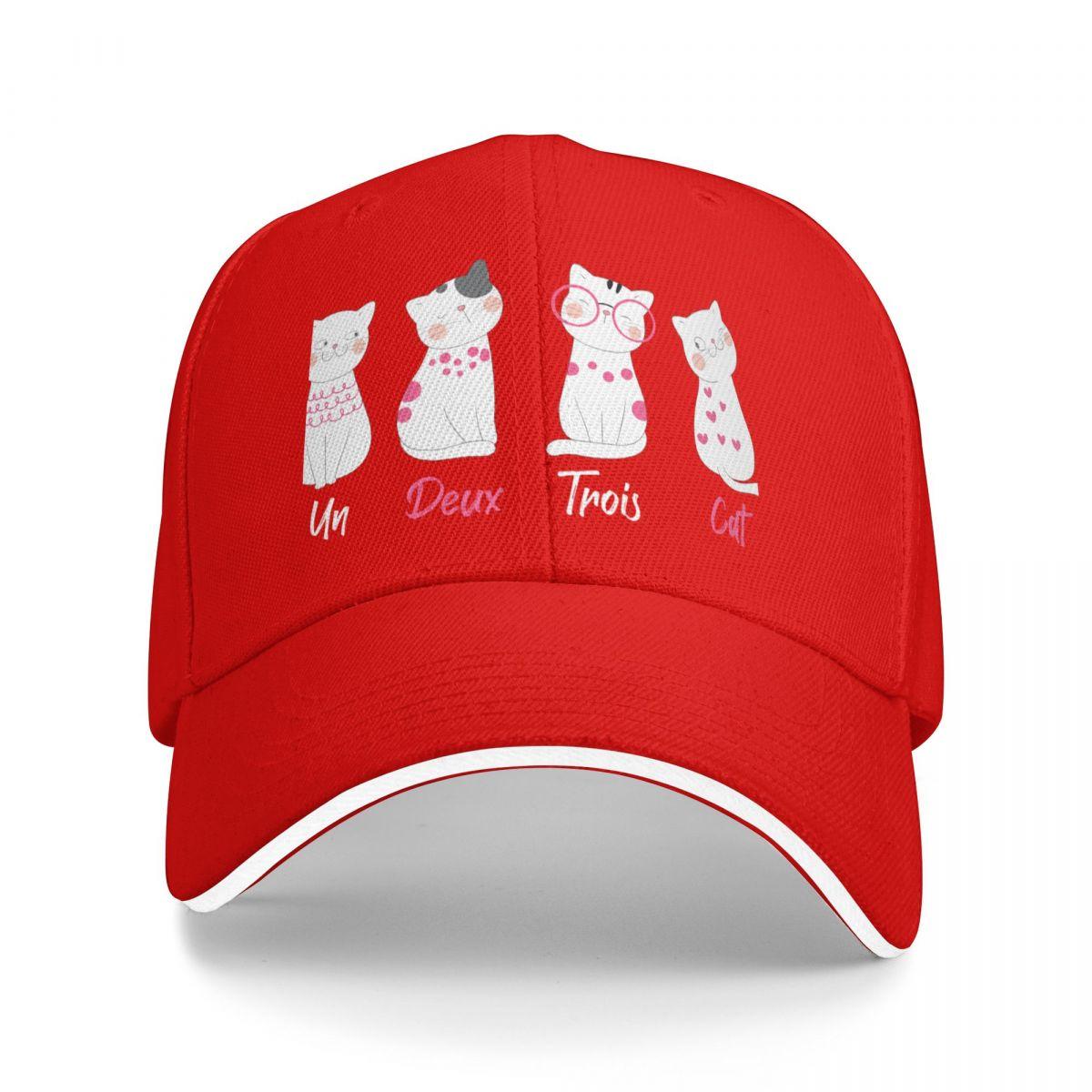 Un Deux Trois Cat  Funny  Gift Baseball Cap fishing hat mens big size  sun caps Hats Woman Mens