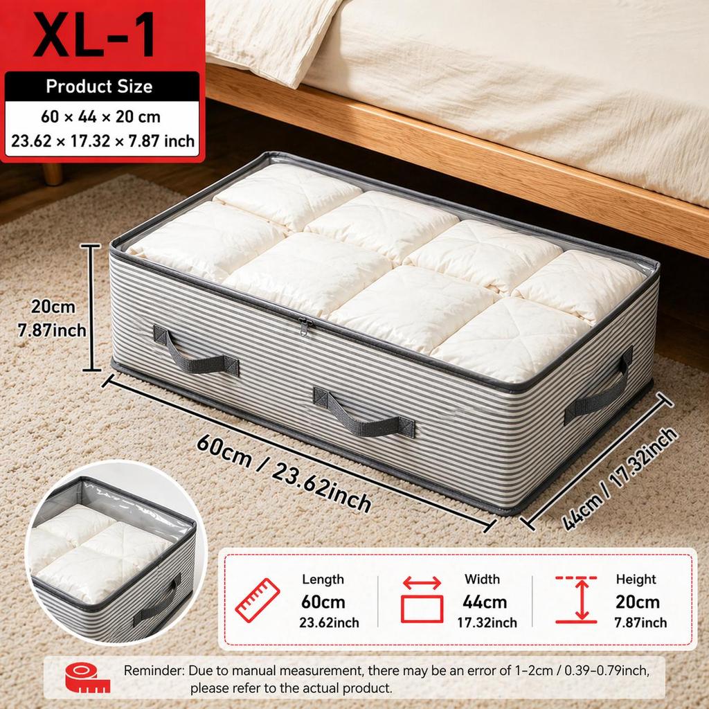Bolsa Organizadora Grande para Almacenamiento de Ropa Plegable de Tela No Tejida Organizador de Armario con Ventana Transparente Almacenamiento Debajo de la Cama para Ropa Manta Ropa de Cama
