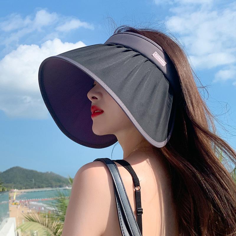 8472 Summer UV protection face covering sun protection hat two-color empty top hat children surround shell large brim sun hat