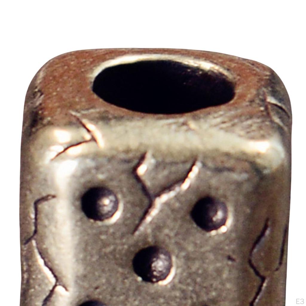 Brass Cube Dice Paracord Bead Charms DIY Crafts Bracelet Zipper Tool Pendant Large Hole Retro