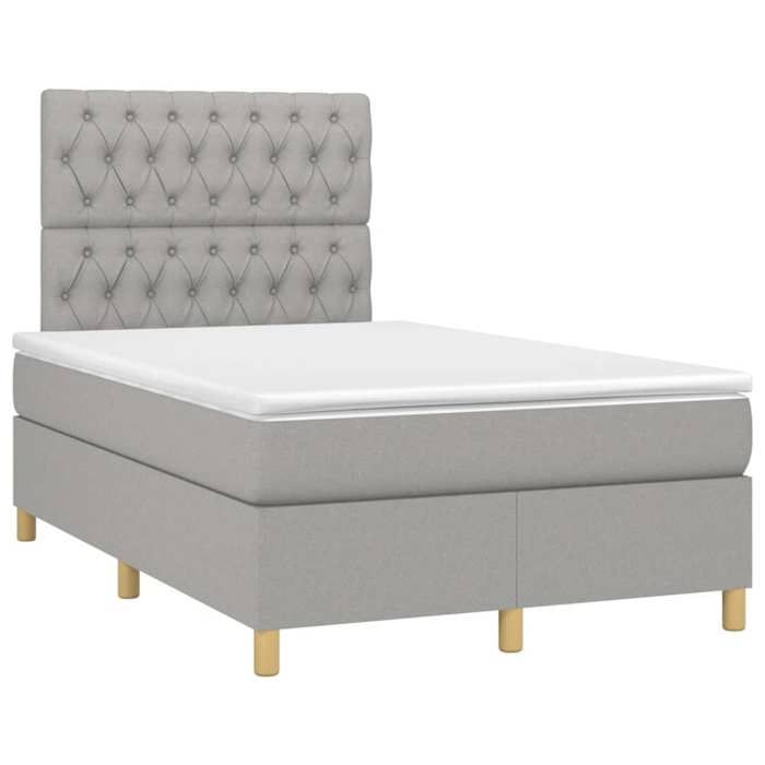 Maison Exclusive - Slat Bed Base Mattress and LED Light Grey 120x200 Cm