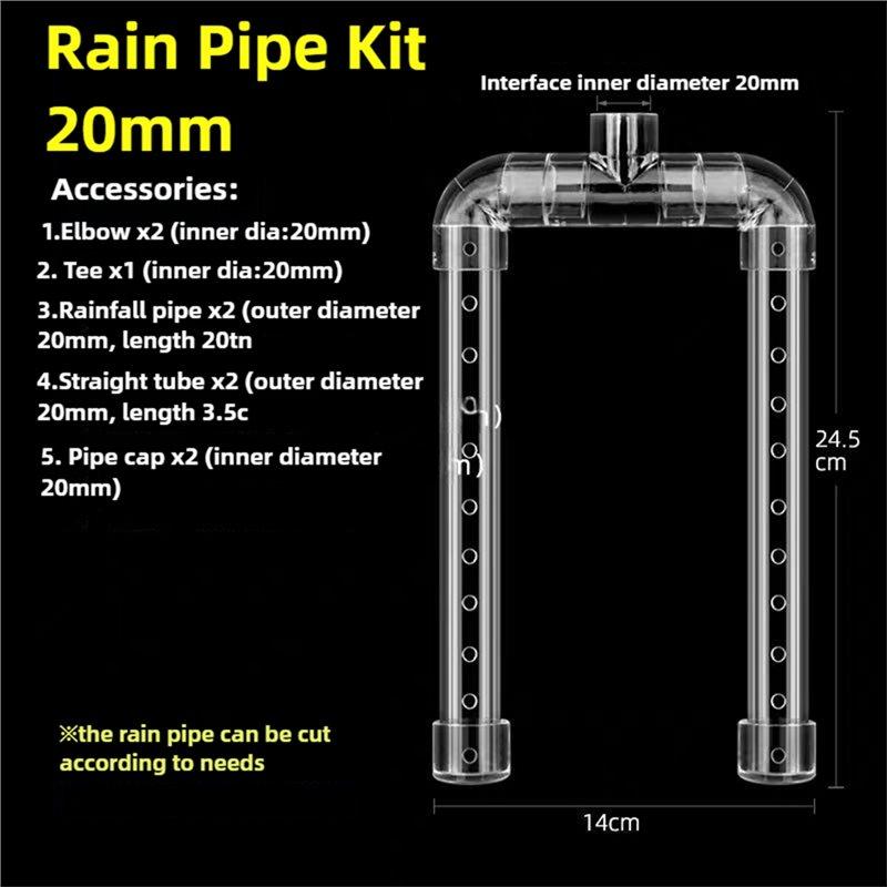 ABMH-Acrylic Outflow Pipe Double Rain Bar High Transparent Aquarium Filter Fish Tank Accessories Rain Shower Outlet Tube Accessr