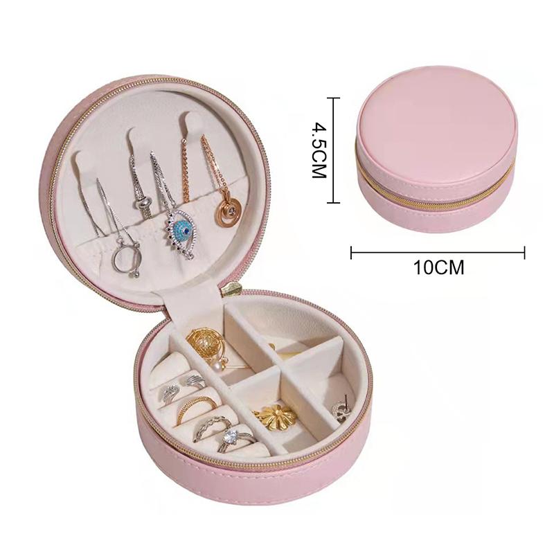 

Персонализированный портативный круглый ящик для хранения ювелирных изделий, дорожный органайзер для сережек, ожерелий, колец, ювелирных изделий, витрина as the picture