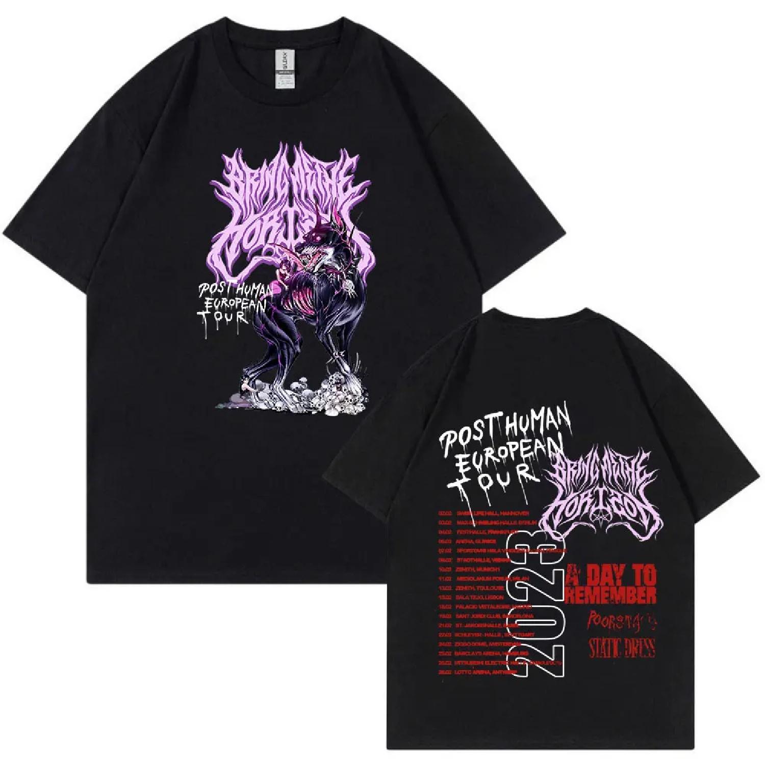 

BMTH Группа BringMeTheHorizon Post Human Европейский тур Футболка Мужская Женская Хип-хоп Винтажная Футболка Высокое Качество 100% Хлопок Футболки S