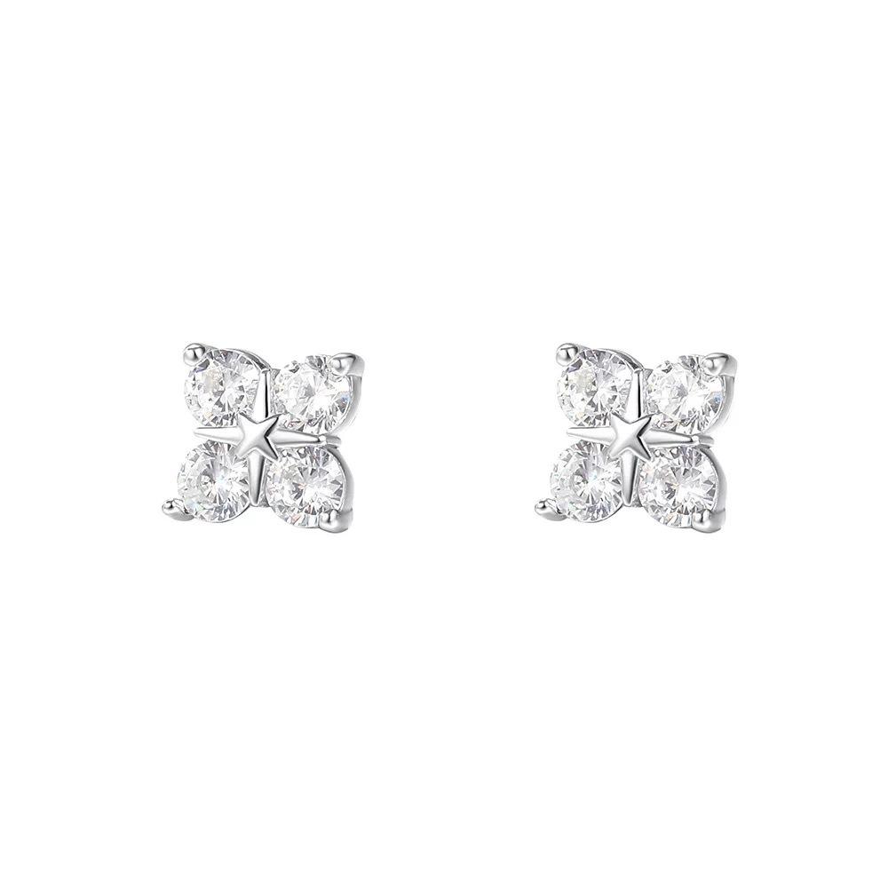 Lucky Clover Earrings Female Personality Temperament Versatile Earrings Summer Small Fragrant Ear Jewelry