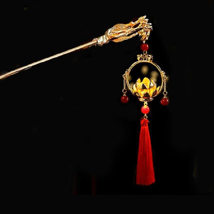 Buyao Haarnadel mit LED-Lichteffekt Antikes Chinesisches Laternen-Design Haaraccessoire für Frauen Ethnische Haarstyling-Stab