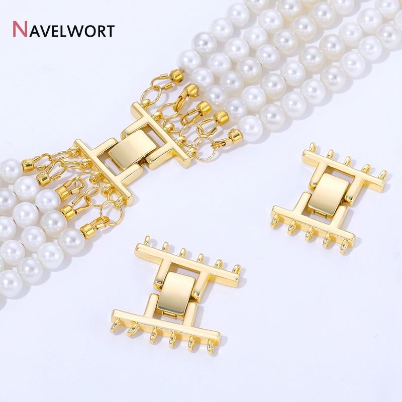 18K Gold Plated Brass Square Connector Clasps Pearl Clasps Fastener For Bracelet Necklace Making Accessories Jewelry Materials
