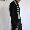 INCERUN Men High Neck Long Sleeve Scarf Pullover Casual Patchwork Tops