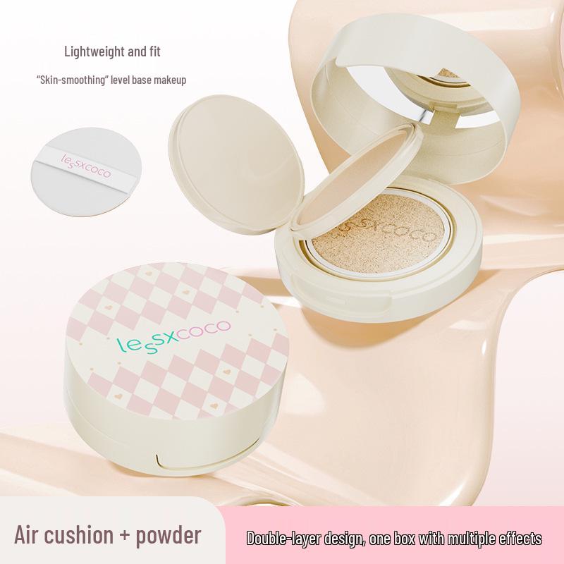 Lightweight Nude Dual Cushion BB Cream & Setting Powder - Moisturizing, Concealing, Brightening Foundation естественный