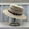 2026 New Daily Single Raffia Hand-woven Flat-top Straw Hat Children's Summer Beach Breathable Sun Protection Top Hat