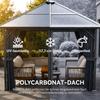 Pavilion With Polycarbonate Roof Curtains With Fly Screen Aluminum Frame Dark Gray 3 X 3 M