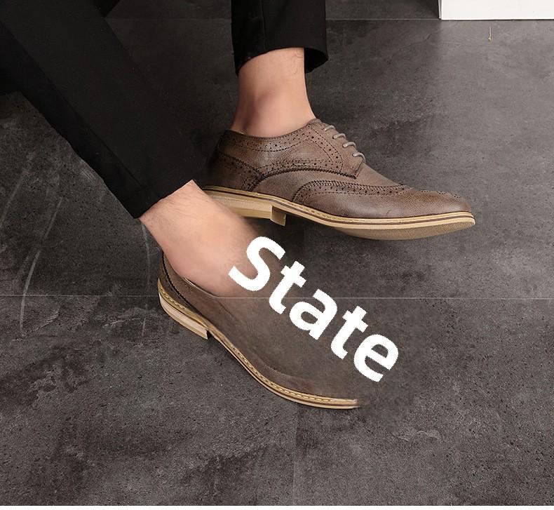 

Весна 2025 Мужские броги в корейском стиле – Дышащая формальная кожа для бизнеса, свадьбы и трендов парикмахеров 43 серый