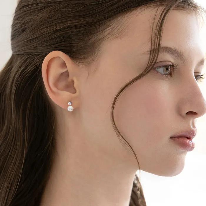 (Silver 925) Cubic Freshwater Pearl Earrings EC3308