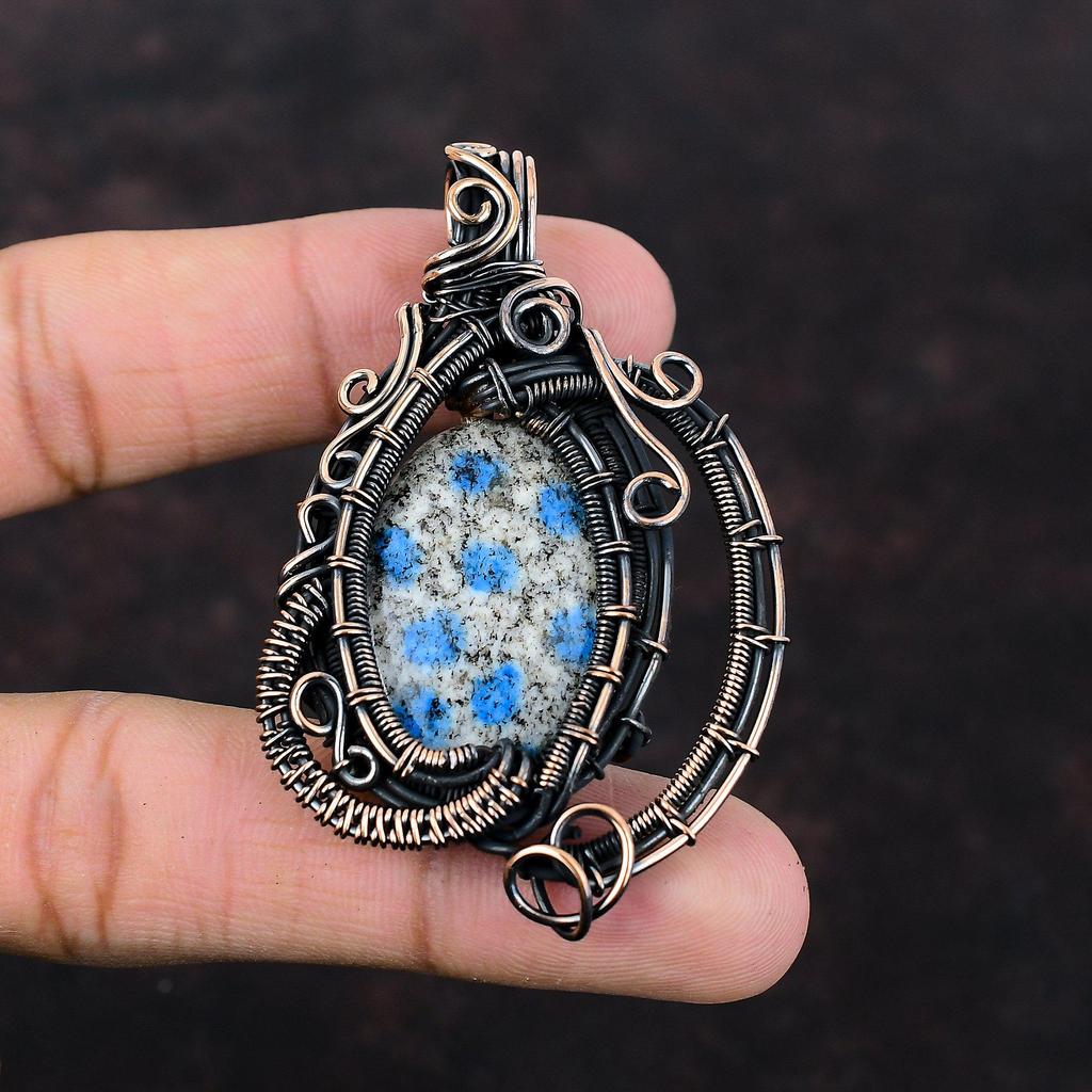 K2 Jasper Pendant Copper Wire Wrapped Pendant Ethnic Style Pendant Gemstone Copper Jewelry Handmade Pendant Elegant Pendant Anniversary Gift
