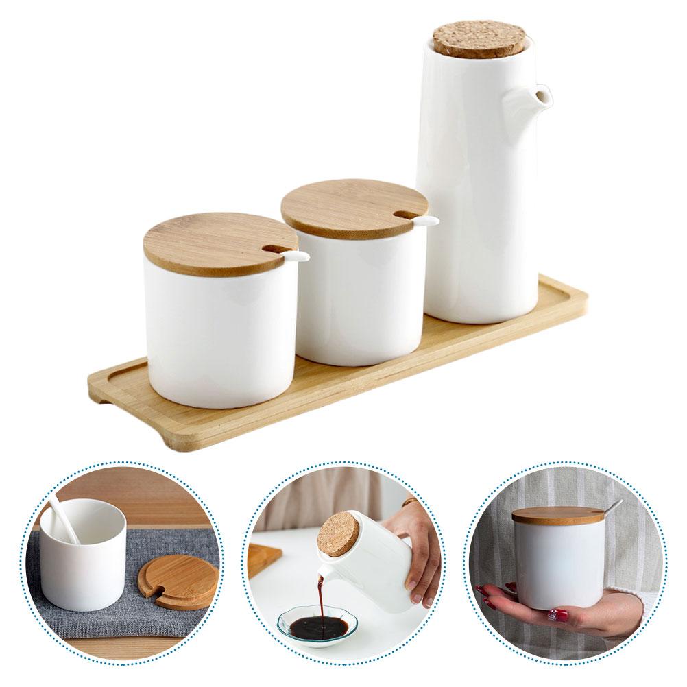 Olive Oil Ceramic Pot Bottle Syrup Seasoning Bottles Kitchen Sauce Holder White Storage Ceramics
