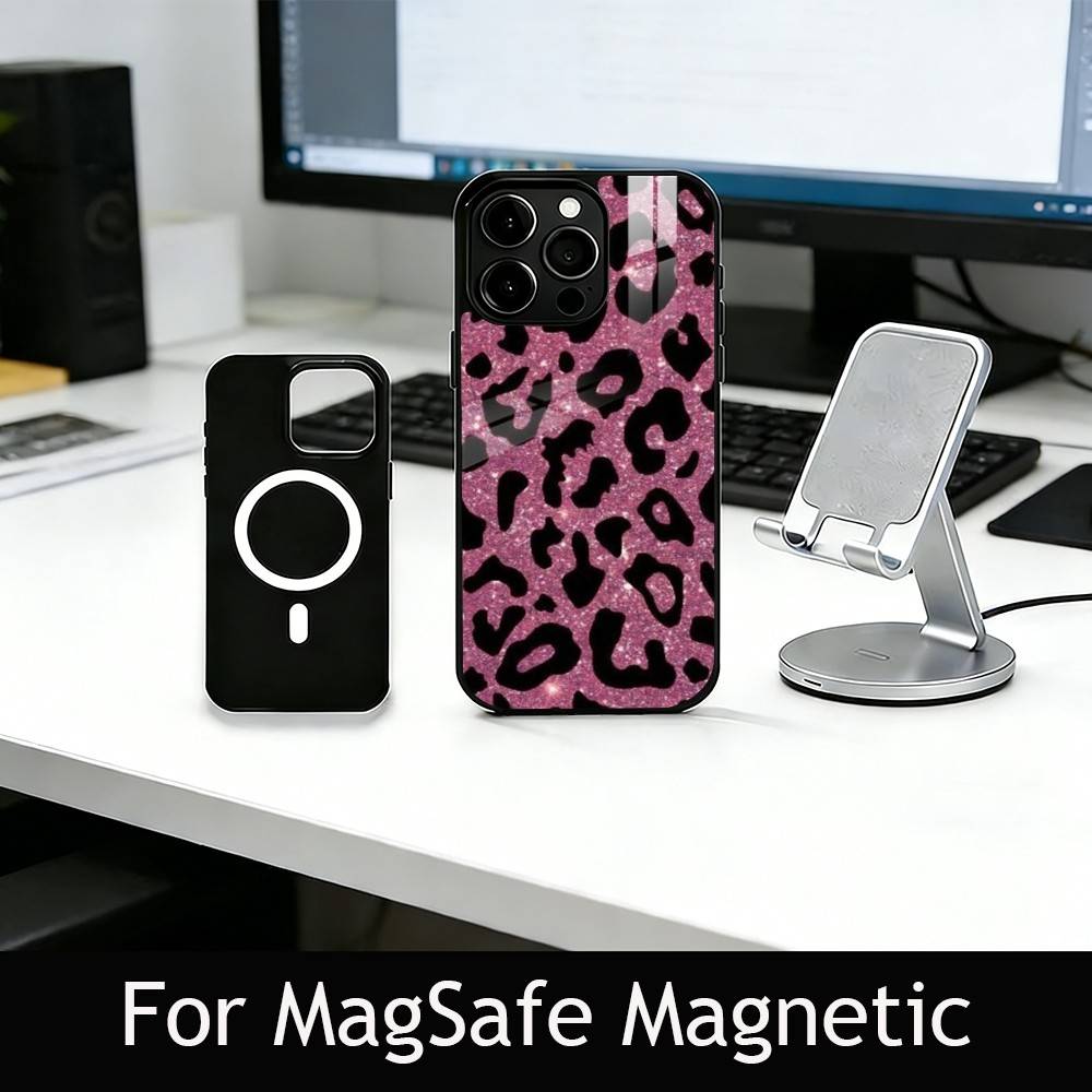 Leopard print Phone Case For iPhone17,16,15,14,13,12,11 Plus,Pro Magnetic with Magsafe Wireless Charging