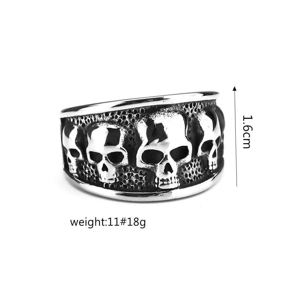 Gothic Skull Head Solid Stainless Steel Men's Ring Vintage Style