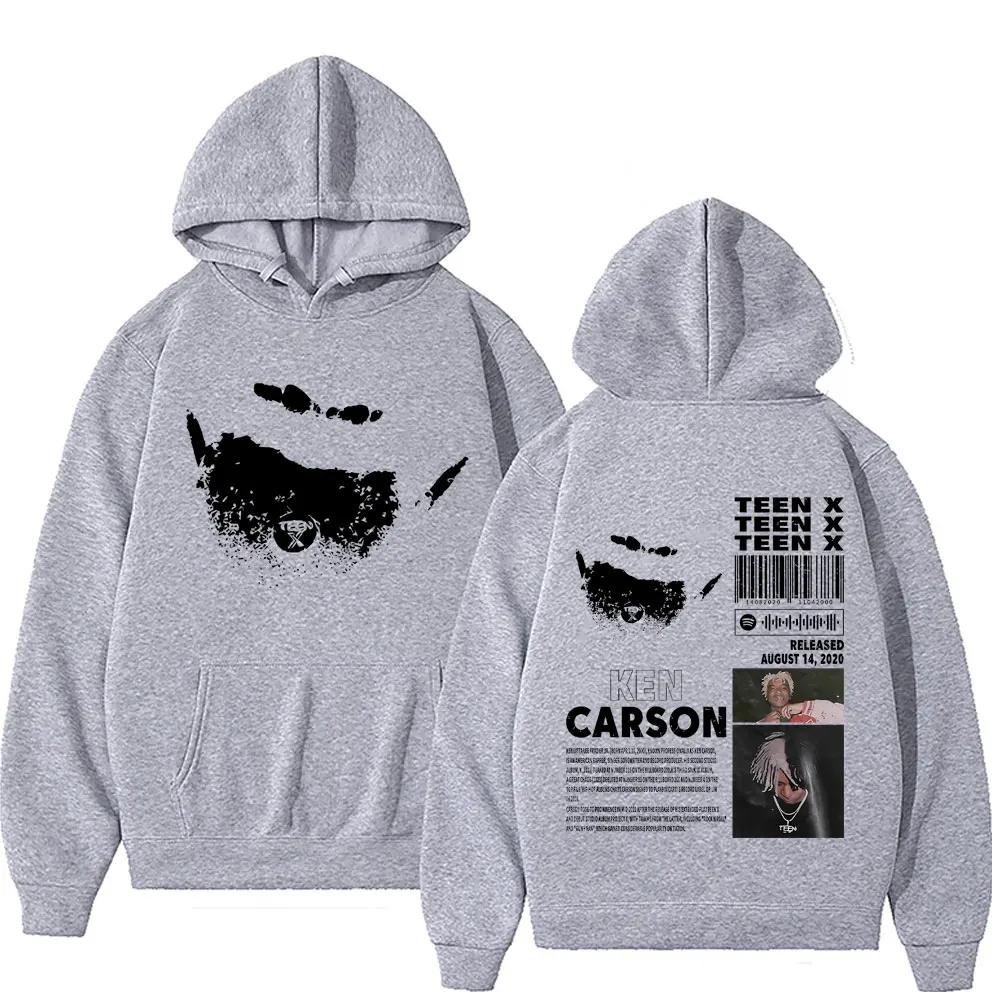 Rapper Ken Carson Teen X Music Album Double Sided Print Hoodie Rap Playboi Carti Opium Sweatshirt Male Hip Hop Oversized Hoodies