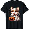 Fantasia Bonita de Halloween Welsh Corgi Múmia Amante de Cães Camiseta para Homens Mulheres Crianças