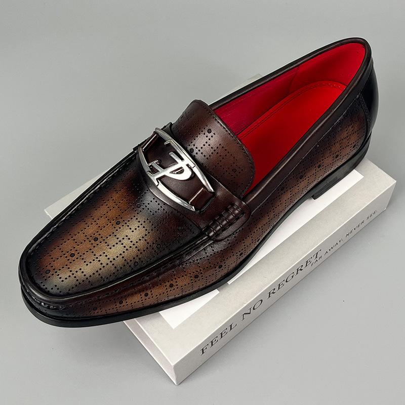 Original Brand New Summer Men Genuine Leather Slip On Formal Loafers Vintage Design Wedding Party Casual Dress Shoes Size 38-46