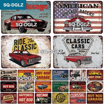 SQ-DGLZ Targa in metallo vintage Auto d'epoca Targa in metallo Garage Negozio Piastra Home Bar Porta Decorazione della parete Adesivo Decorazione Targa Poster