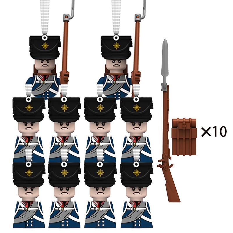 

10 шт. Військові фігурки Наполеонівських воєн Армійські солдати Зброя Набір Маленькі частинки Будівельні блоки Дитячі DIY іграшки Подарунки для хлопчиків