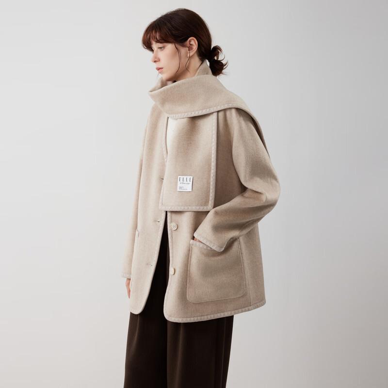 ELLE Women s French Style Lamb Wool Mid-Length Coat M