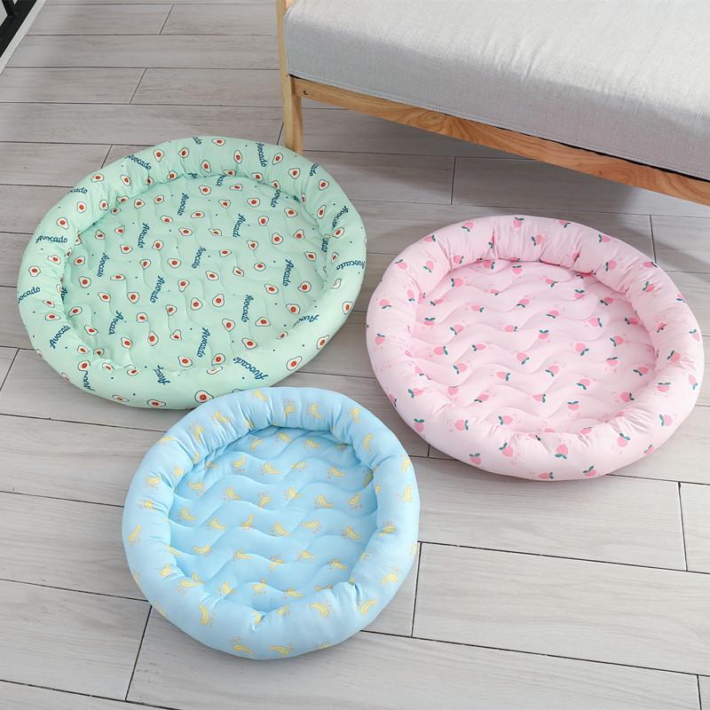 Cat Cooling Ice Silk Summer Bed - Lightweight and Round