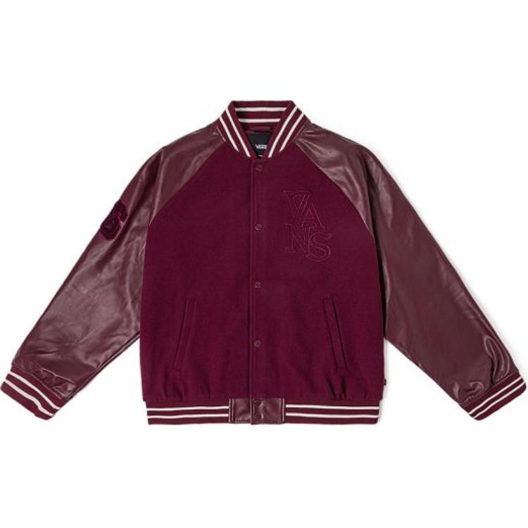 

Vans Casual Comfortable American Vintage College Style Jacket Men Jackets Burgundy VN000NDW4QU XL