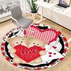 1pc Teddy Bear Love Heart Carpet for Office Non-Slip, Round Carpet, Soft & Comfortable, Carpet for Office, Lightweight Round Floor Mat