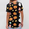 Women's Fashion Short Sleeve Halloween Printed V-Neck Pocket Workwear Tops