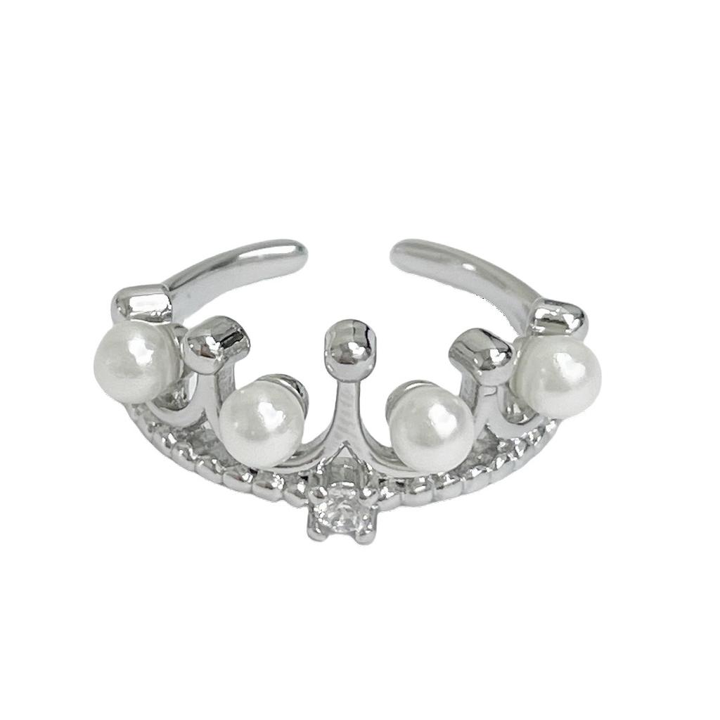 Crown Diamond Elegant Personality Open Ring Pig Nose High Sense Fashion Light Luxury Stacking Wearing Simple Ring