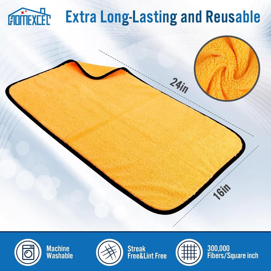 HOMEXCEL Microfiber Towels For Car, Premium Cleaning Cloth Lint Free,Scratch Free, Strong Water Absorption, Car Washing Drying Towel For Household,