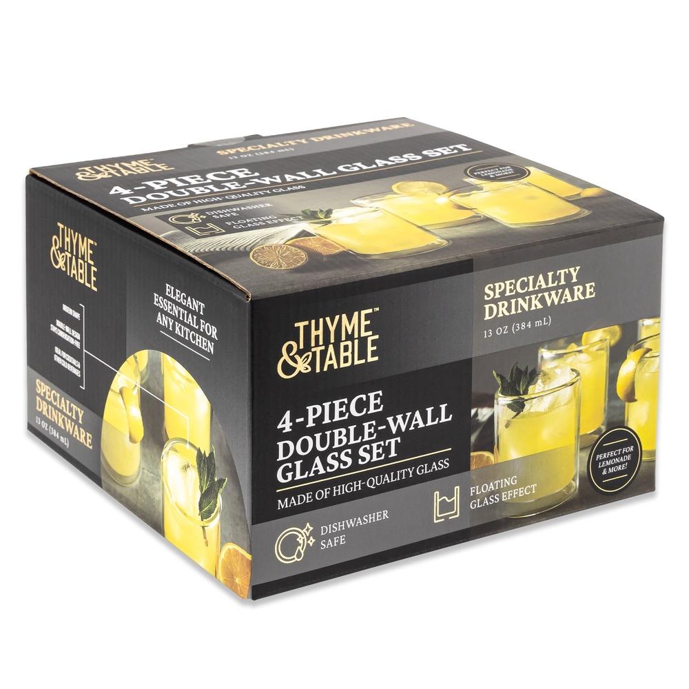 Set 4 Pahare de Băut cu Perete Dublu 13oz Pahare Elegante Izolate Îmbunătățiți Experiența Băuturii Uz Casnic