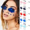 Men And Women Uv400 Shades Steampunk Sunglasses Rimless Sunglasses Clouds Tassel Sunglasses Disco Glasses