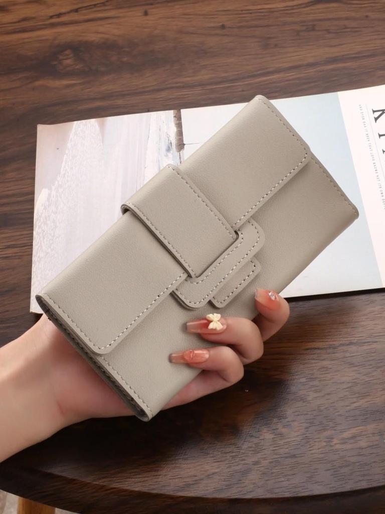 2024 Women's Tri-Fold Leather Wallet: Chic Korean Style Multi-functional Card Holder Bag