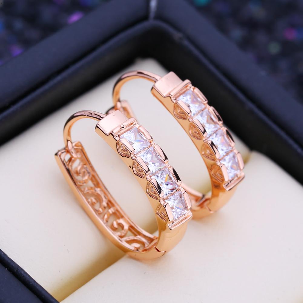 

FEEYOO серьги-клипсы цвета розового золота, модные серьги для женщин, серьги-гвоздики с кубическим цирконием, ювелирные изделия A