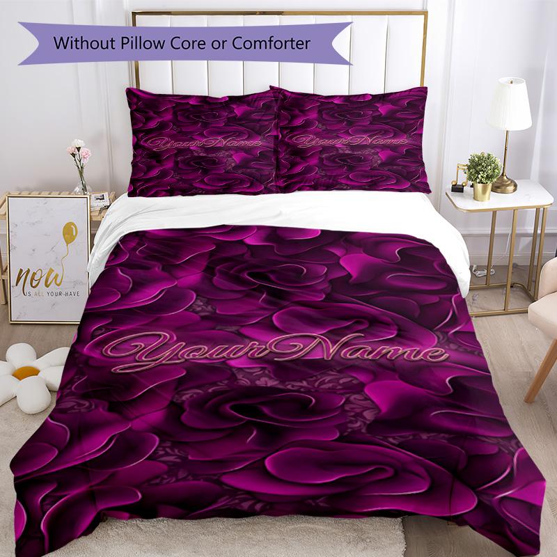 Rose Customize Your Name Bedding Set Breathable Duvet Cover with Pillowcases Home Decoration Birthday Gift