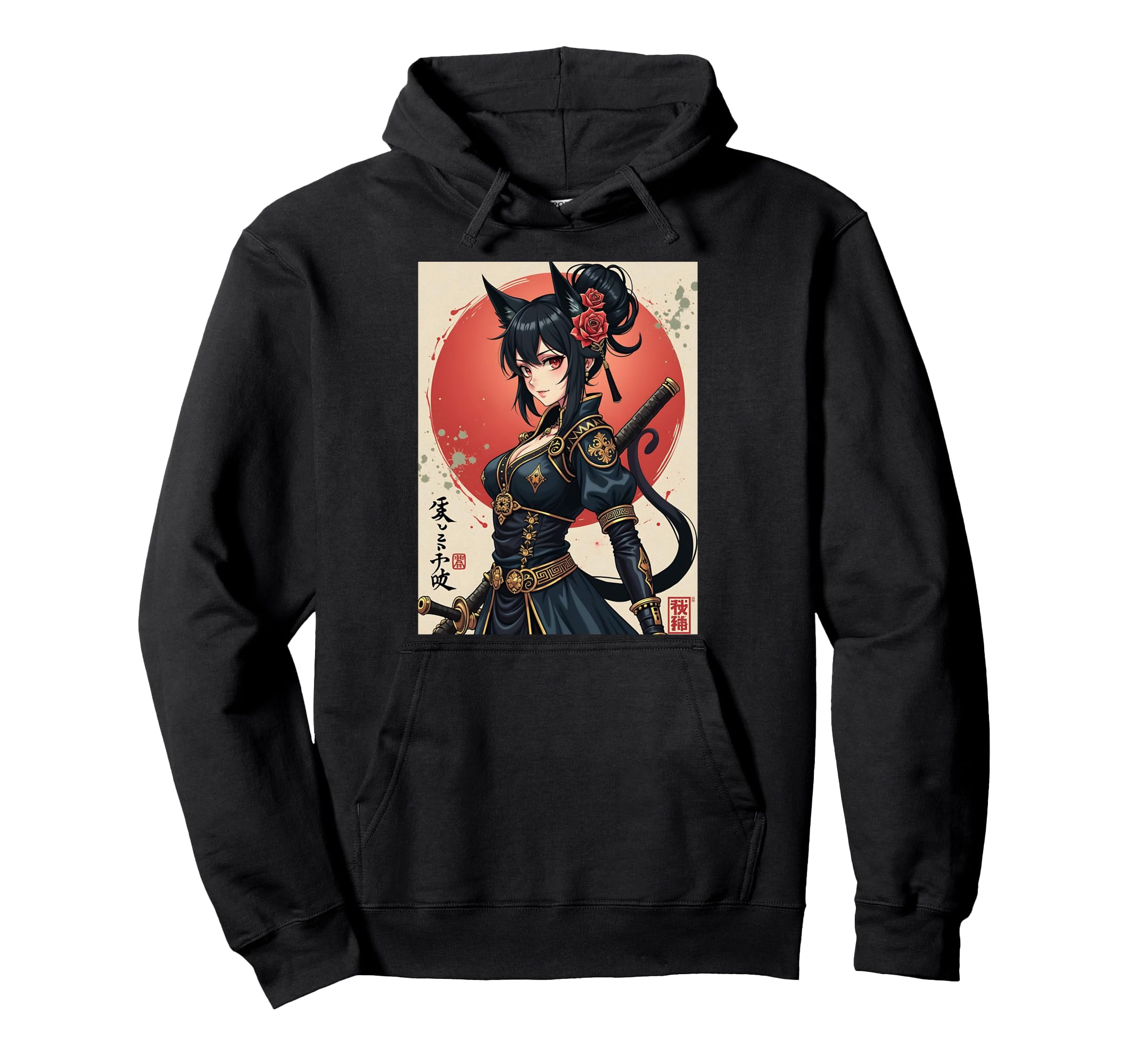 Samurai Girl Japanese Otaku Anime Cat Girl Hoodie