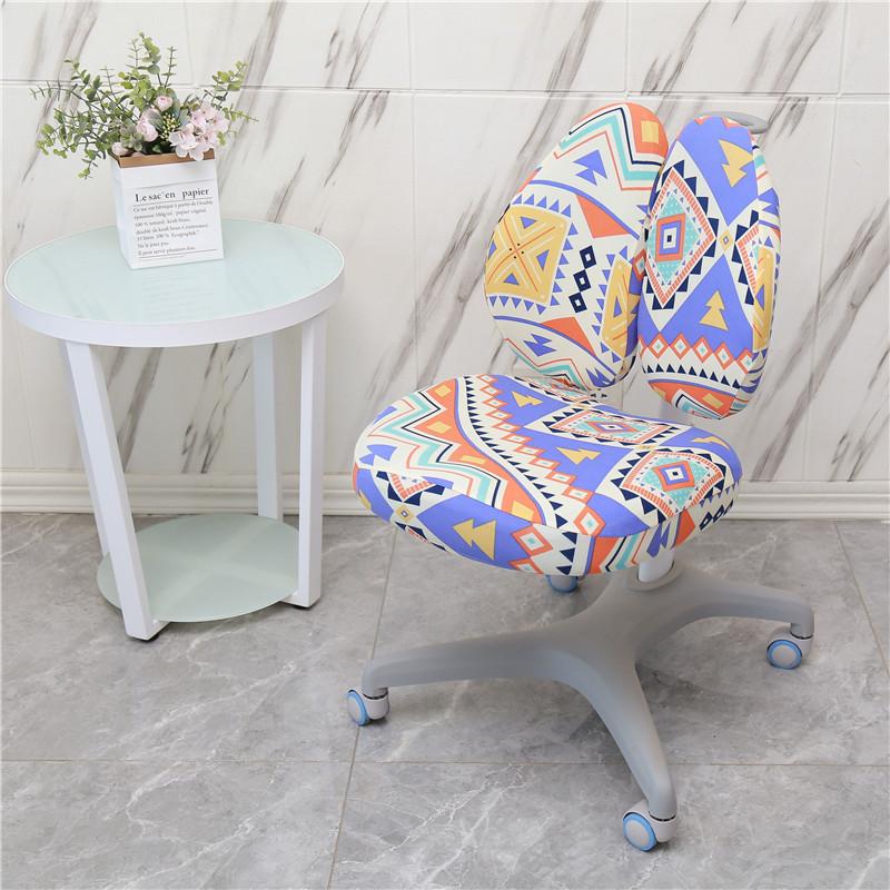 Elastic Double Back Children Study Chair Cover Elastic Student Writing Rotating Lift Chair Protector Cover Seat Backrest Case